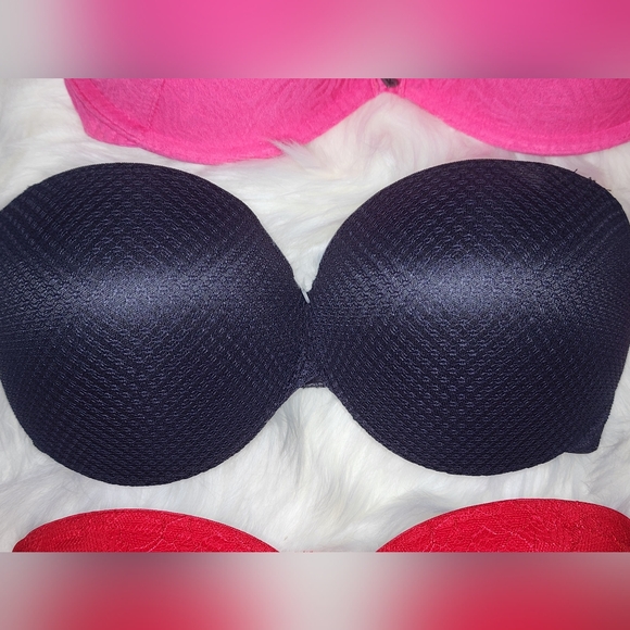 4 Blackheart Black Coverage Strapless Adjustable Underwire Push Up Bras Sz 34D - Picture 4 of 13